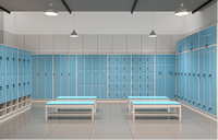 Casier vestiaire pour personnel hospitalier avec banc à chaussures intégré et armoire à chaussures, mobilier médical en acier