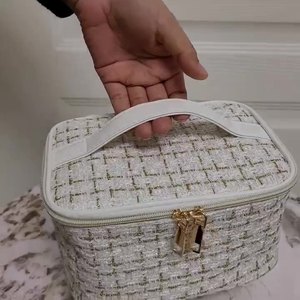 Cosmetic Bag <b>Makeup</b> Storage Portable Travel Toiletry <b>Case</b> Off White And Pure Black 2023 Style - Product Image 2