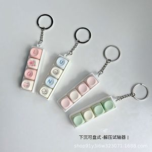 Porte-clés clavier Slow Zhejiang en plastique rectangulaire, motifs Fleur de cerisier rose, Bleu bébé, Vert matcha, léger - Product Image 1