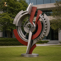 Escultura de Engranajes de Estilo Industrial, Instalación de Arte Geométrico de Acero Inoxidable para Exteriores, para Campus Corporativos, Oficinas, Parques, Plazas Públicas
