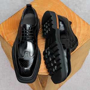 Nouvelles chaussures en cuir italiennes faites à la main, décontractées, formelles, avec lacets et semelles rigides pour hommes - Product Image 2