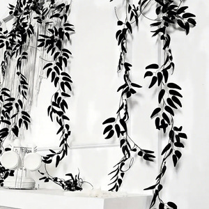 Guirlande artificielle de feuilles de saule noir 2M, décoration murale intérieure pour mariage, plante en plastique haute simulation - Product Image 1