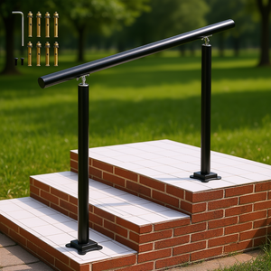 Kit de main courante d'extérieur en aluminium noir à angle réglable de 3 pieds pour personnes âgées, pour 1 à 3 marches, pièces de rampe d'escalier extérieure - Product Image 2