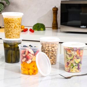 Disposable Plastic Food Storage Soup <b>Containers</b> Lids 8oz 12oz 16oz 24oz 32oz Clear Airtight Microwavable High Temperature - Product Image 3