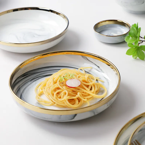 Ensembles de <span class=keywords><strong>vaisselle</strong></span> en porcelaine de style anglais 16 pièces <span class=keywords><strong>vaisselle</strong></span> de luxe avec bord doré - Product Image 4