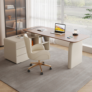 Escritorio Modular Moderno Estilo Crema Estudio en Casa Escritura Computadora Escritorio Luz Lujo Madera Escritorio de Oficina con Almacenamiento - Product Image 2