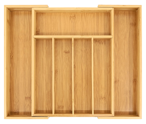 Organizador de Cubiertos Ecológico de Bambú, Expandible, con 8 Compartimentos, para Cajón de Cocina, para Cubiertos y Utensilios - Product Image 1