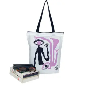 Оптовая продажа, многоразовая моющаяся сумка для переноски, сумка для покупок с внутренним карманом, нейлоновая сумка из полиэстера с молнией