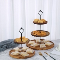 Tempat Kue Kayu Klasik Bertingkat untuk Pernikahan dan Ulang Tahun, Nampan Pajangan Tiga Tingkat, Aksesori Dapur