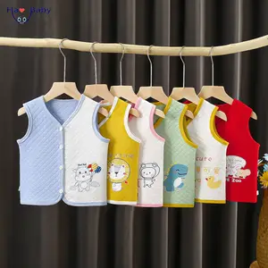 Hao Baby Children's Autumn and Winter Warm Vest Boys and Girls Plus Velvet Thick Waistcoat Baby Color Matching Vest