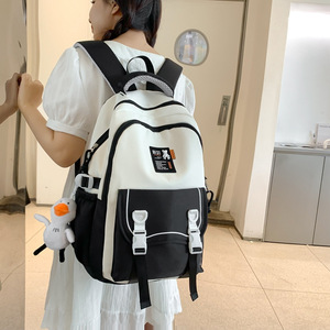 Sac à dos décontracté grande capacité pour filles et garçons, collégiens et lycéens, design simple et tendance, motif dessin animé, en nylon imperméable avec fermeture éclair - Product Image 3