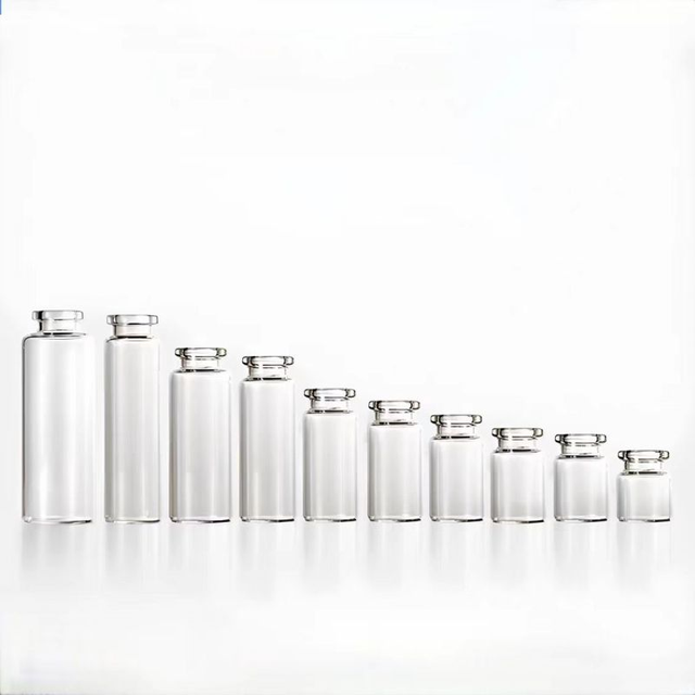 Clear Glass Cylinder Vials Blue Lids Refillable Airtight Transparent Flat Bottom Bottles Chemical Science Labelled Cosmetic