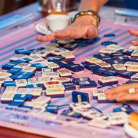 Jeu de Mahjong américain de voyage sur le thème de Londres avec monuments de la ville, thés, desserts, fleurs, vents et jokers