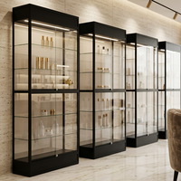 Vitrine en verre trempé avec cadre en aluminium, porte coulissante verrouillable, pour magasin de téléphonie mobile