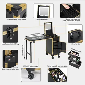 <span class=keywords><strong>OBOX</strong></span> OEM/ODM Bureau de manucure et table à ongles en cuir PU et métal de qualité supérieure, moderne/classique, pour utilisation en salon de beauté - Product Image 6