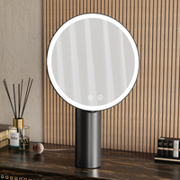 Miroir de maquillage éclairé rechargeable avec table de couleurs personnalisée, miroir de maquillage rond à LED avec lumière