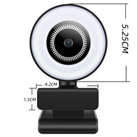 Mini Cámara Web con Clip y Anillo de Luz, 1080P Full HD, Recargable por USB, para Videollamadas, Clases en Línea y Transmisiones en Vivo