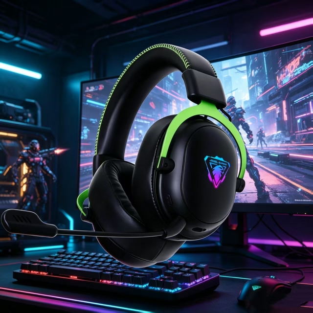 Tri-Mode 3-in-1 Gaming Headset  2.4G Wireless Wired Over Ear Headphones Surround Sound Mic