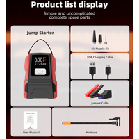 Portable P60 Car Jump Starter 16000mAh Power Pack 160PSI Air Compressor Tire Inflator LED Battery Booster Jumper Spark Truck