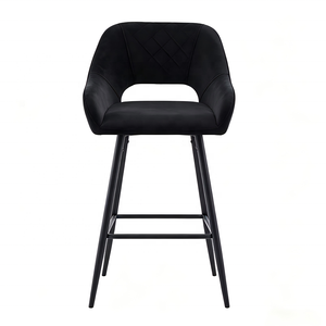 Tabouret <span class=keywords><strong>de</strong></span> bar en velours matelassé à motif losanges, chaise <span class=keywords><strong>de</strong></span> bar rembourrée avec accoudoirs pour la maison, l'hôtel et le café (vente en gros) - Product Image 3