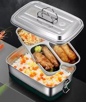 Boîte à lunch bento en acier inoxydable double couche grande taille, étanche, conservation de la fraîcheur, compartiment divisé pour enfants