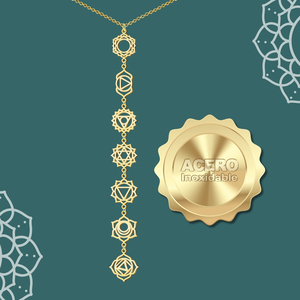 7 Chakra ciondolo in acciaio oro ciondolo di cristallo e Charm 7 chakra ciondolo ciondolo collana - Product Image 4