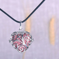 Pierre de lave aromathérapie Rhodium diffuseur de lueur éléphant fraise plaqué or bijoux pendentif en acier inoxydable pour yoga