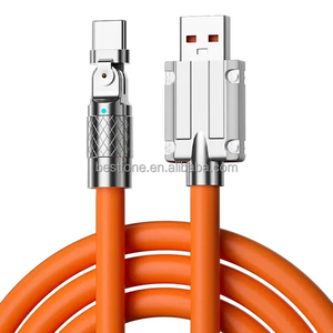Línea de datos tipo C 120W carga rápida 6A cable USB de carga rápida giratorio de 180 grados Cable de datos de codo de juego de silicona líquida 6A - Product Image 2