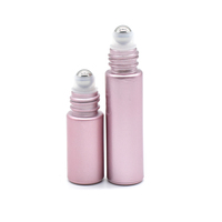 Flacons roll-on en verre rose mat vides de 10 ml et 5 ml, réutilisables, pour huiles essentielles, cosmétiques, emballage de parfum, avec bouchon métallique