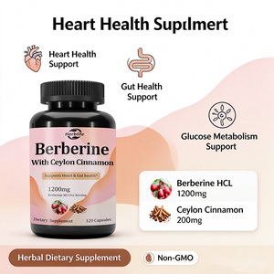 Cápsulas de Berberina HCl de Marca Privada OEM ODM 1200mg con Canela de Ceilán, Suplemento Dietético Herbal Vegano para la Salud Intestinal y Cardíaca - Product Image 3