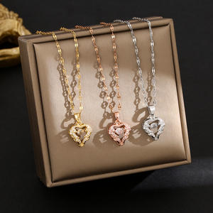 תכשיטי אופנה ליום האהבה, תליון לב 520 נייד וחמוד משובץ זירקון לנשים - Product Image 5