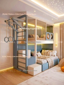Lit superposé en bois <span class=keywords><strong>pour</strong></span> adolescents garçons, idéal <span class=keywords><strong>pour</strong></span> les petits appartements, avec aire <span class=keywords><strong>de</strong></span> <span class=keywords><strong>jeux</strong></span> parent-enfant et maisonnette d'escalade intégrée - Product Image 4