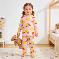 Piyama Anak Perempuan Musim Semi Musim Panas Bahan Serat Bambu Lengan Panjang Set Kain Bernapas Gaya Eropa-Amerika Lembut Berkualitas Tinggi Custom