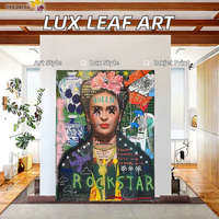 Peinture décorative murale moderne de luxe grand format en papier à motifs de feuilles, taille personnalisée, pour salon, impression jet d'encre 12 couleurs, usage intérieur