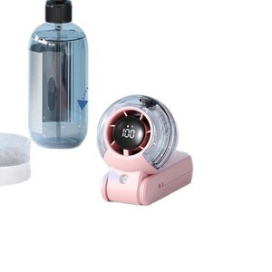 Ventilateur portable pliable mini avec affichage numérique, pulvérisation d'eau, ventilateur à turbine portatif rose, rechargeable par USB, 6-8 heures d'autonomie - Product Image 2