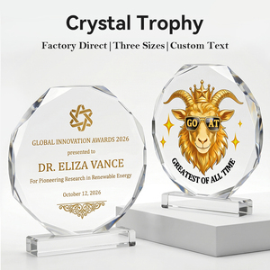 Trophée en <span class=keywords><strong>cristal</strong></span> personnalisé GOAT, le plus grand de tous les temps, prix octogonal, gravure personnalisée, réalisations sportives, cadeaux de championnat MVP - Product Image 2