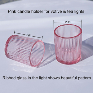 Pot à bougie cylindrique en verre côtelé à rayures verticales de <span class=keywords><strong>8</strong></span> onces pour la Saint-Valentin et les occasions spéciales - Product Image 5