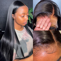 Perruques Lace Front 13x4 en Cheveux Humains Lisses, Perruques en Cheveux Humains Bruts avec Cuticules Alignées, Perruque Frontale Sans Colle Full HD en Gros