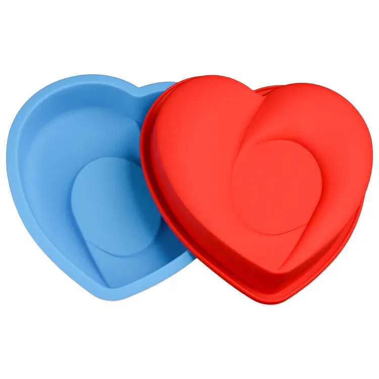 Non-Stick Big Heart Shaped Silicone Cake Mold Silicon Heart Candy Model Cake Decoration Baking Pans For Home Party Valentines