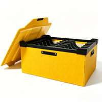 Boîte en carton ondulé en plastique PP durable, pliable et réutilisable avec fermeture auto-agrippante pour stockage étanche et recyclage