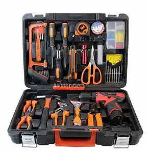 Hot Koop 120Pcs Mechanische Power Tools Set Box Tool Sets Met Impact Elektrische Boor En Verstelbare Moersleutel