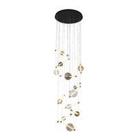 Lustre moderne pour escalier haut, suspension LED 3000K en verre moléculaire Nébuleuse verticale, pour escalier double hauteur et hall d'entrée