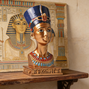 Busto in Resina della Regina Nefertiti dell'Antico Egitto, Figurina Dipinta, Scultura Artistica per Arredamento Casa, Souvenir Fujian - Product Image 2