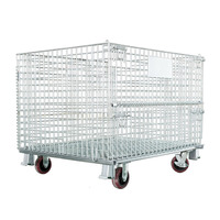 Cage de stockage en treillis métallique robuste HUAWU 1000 kg, galvanisée à chaud, empilable, pliable, conteneur d'entrepôt WC-02