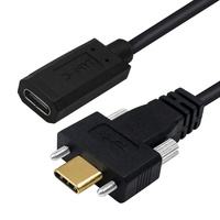 Cable de Datos USB 3.1 Tipo-C Hembra a USB-C Macho de 10 Gbps y 5 A, 0.6 m, con Ángulo en Codo, Malla de Protección, Montaje en Panel para Cámara y Computadora