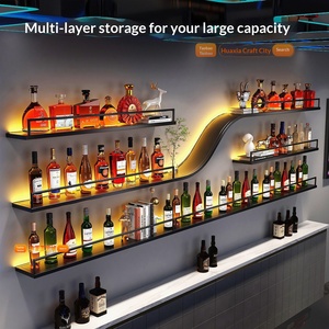 Estante de Pared para Botellas de <span class=keywords><strong>Vino</strong></span>, Mueble de Pared para Cerveza, Estante de Exhibición Iluminado de <span class=keywords><strong>Hierro</strong></span> Forjado, Estante Creativo para Restaurante - Product Image 3