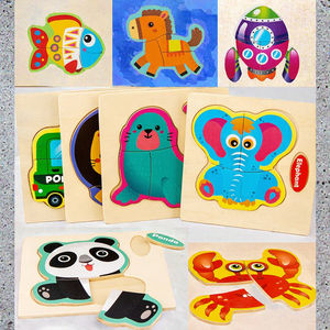 Puzzle en bois 3D d'animaux de dessin animé, jouet éducatif pour enfants, formes de puzzle pour enfants, apprentissage de l'intelligence - Product Image 3