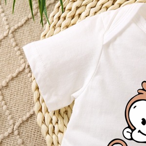 Ropa de Bebé Recién Nacido 100% Algodón al por Mayor, Body de Manga Corta con Estampado de Mono - Product Image 5