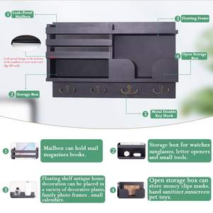 <span class=keywords><strong>Porte</strong></span>-clé <span class=keywords><strong>mural</strong></span> avec aimant magnétique, 5 crochets décoratifs pour la maison - Product Image 2