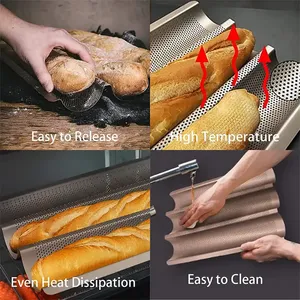 Pháp bánh mì khuôn cho nướng bánh mì sóng nướng khay thực tế bánh khuôn Baguette Pan 2/3/4 rãnh sóng bánh mì nướng công cụ - Product Image 6